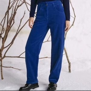 Poetry Straight Leg Cord Trouser Corduroy Pants Womens 10 Cobalt Blue High Rise